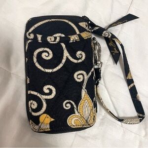 Vera Bradley Retired Yellow Bird All In One Wristlet Wallet Clutch ID Window Zip